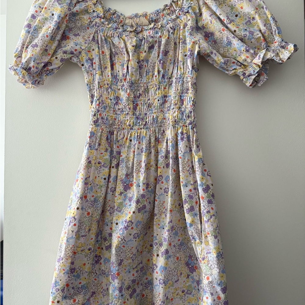 Floral Smocked Dress with Puff Sleeves